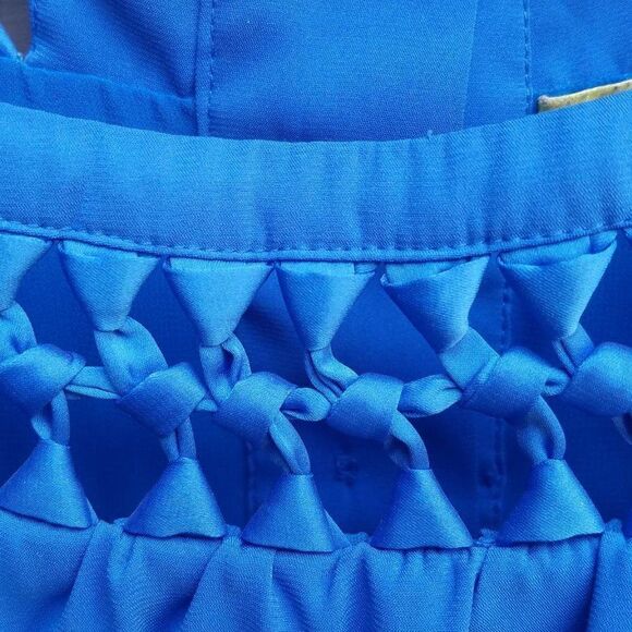 Gianni Bini Blue Cut Out Collar Short Sleeve Dress Size Large - Picture 8 of 9